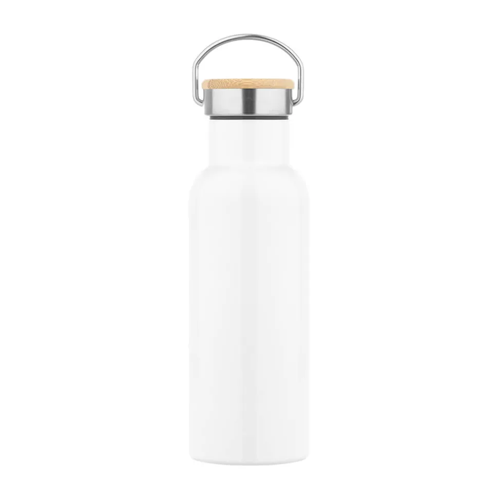 Edelstahl-Thermoflasche mit Bambusdeckel 500 ml (Sublimation)