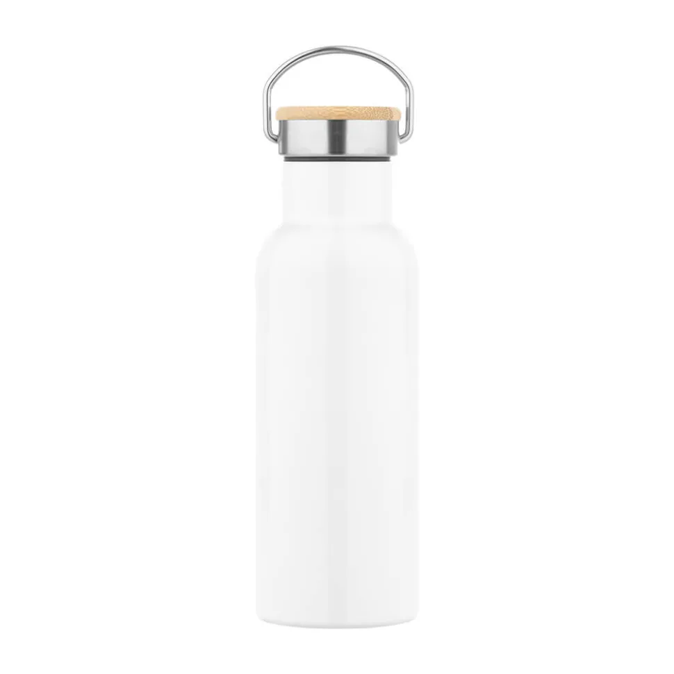Edelstahl-Thermoflasche mit Bambusdeckel 500 ml (Sublimation)