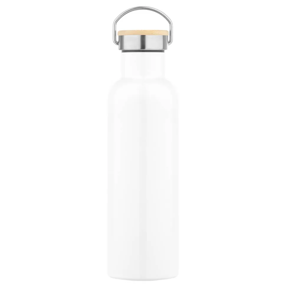 Edelstahl-Thermoflasche mit Bambusdeckel 750 ml (Sublimation)