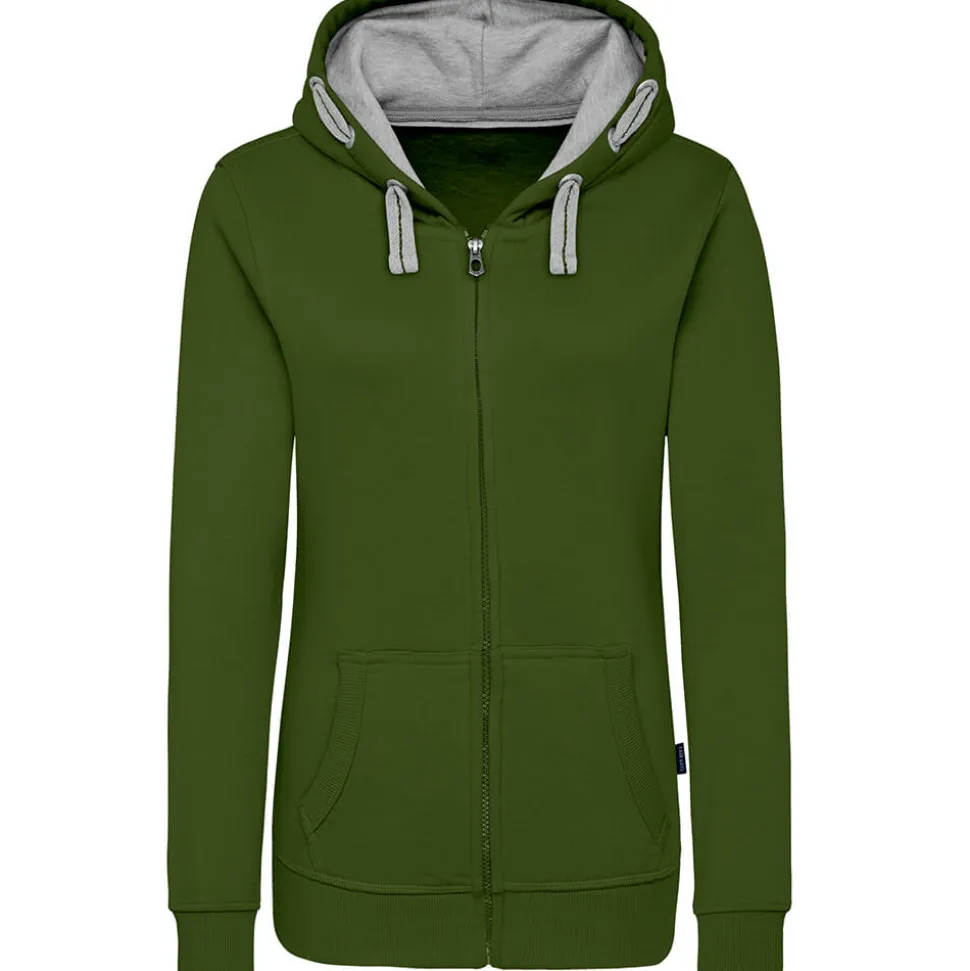 Frauen Kontrast Kapuzen-Sweatjacke - Fair4All