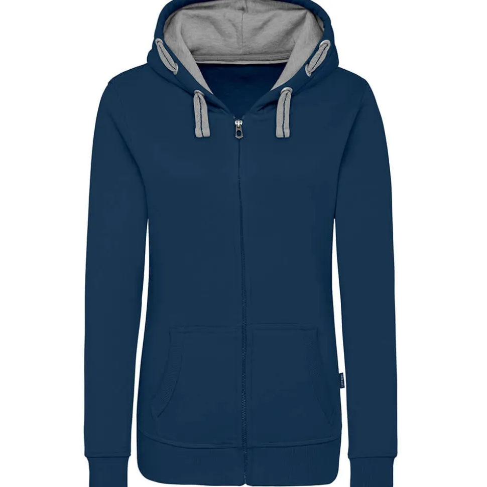 Frauen Kontrast Kapuzen-Sweatjacke - Fair4All
