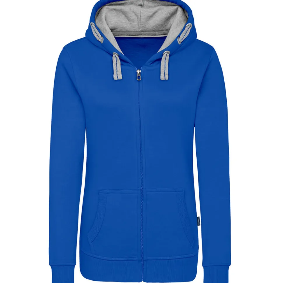Frauen Kontrast Kapuzen-Sweatjacke in Übergröße - Fair4All