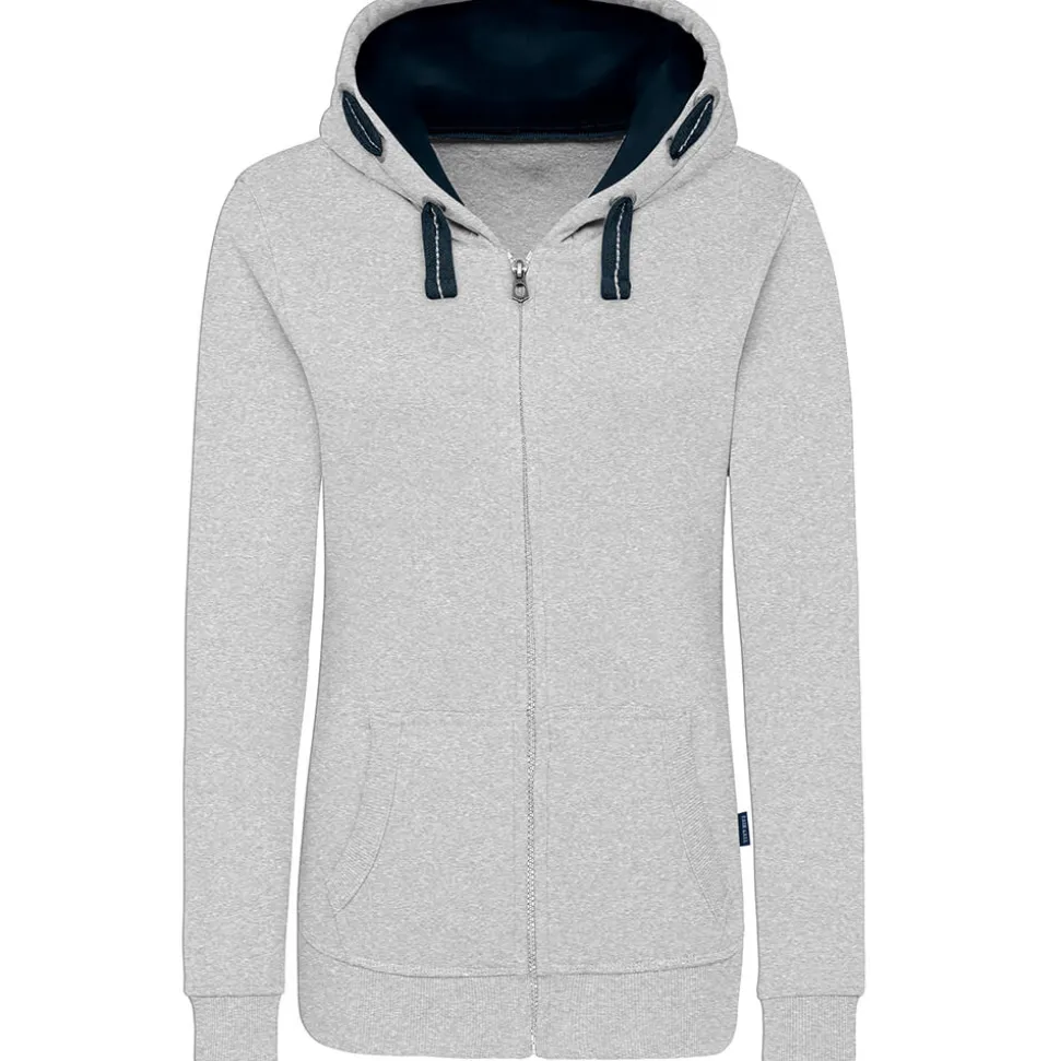 Frauen Kontrast Kapuzen-Sweatjacke in Übergröße - Fair4All