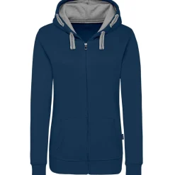Frauen Kontrast Kapuzen-Sweatjacke in Übergröße - Fair4All