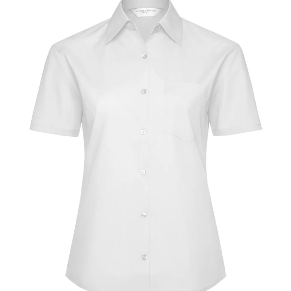 Frauen Kurzarm Popeline-Bluse