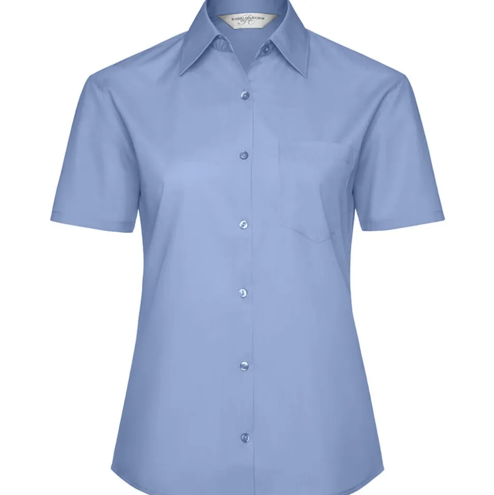 Frauen Kurzarm Popeline-Bluse