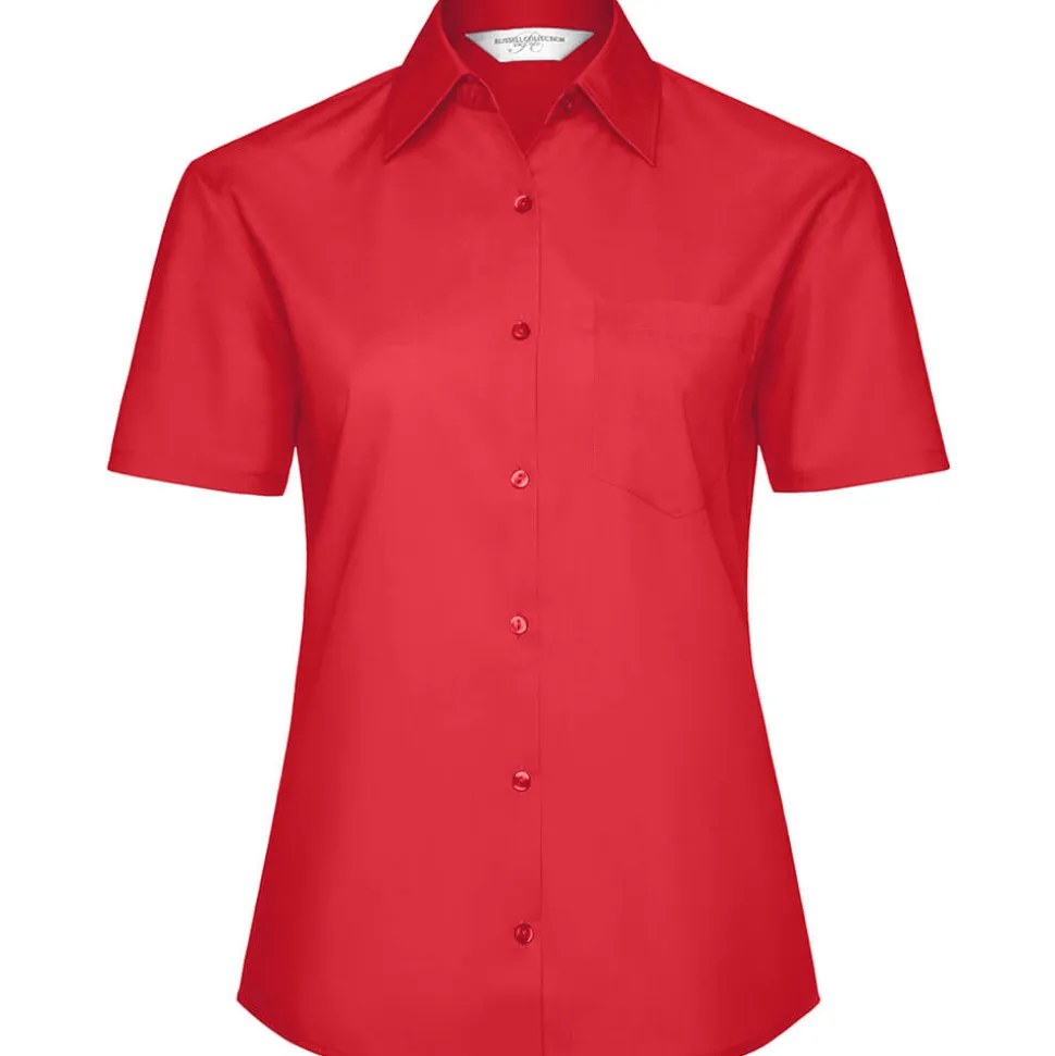 Frauen Kurzarm Popeline-Bluse