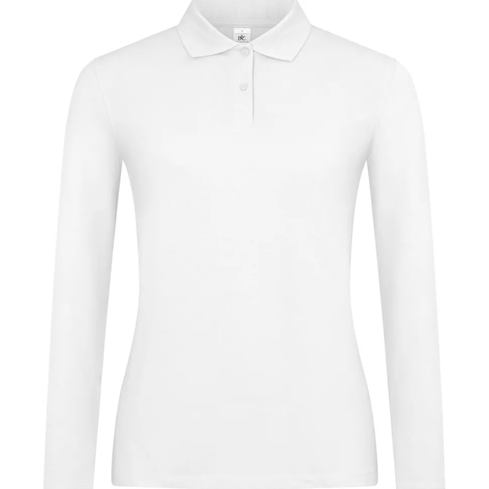 Frauen Langarm Fein-Piqué Poloshirt 180