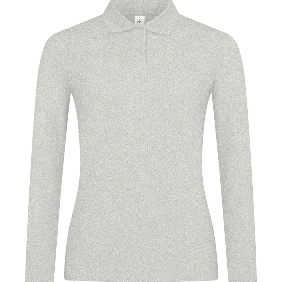 Frauen Langarm Fein-Piqué Poloshirt 180