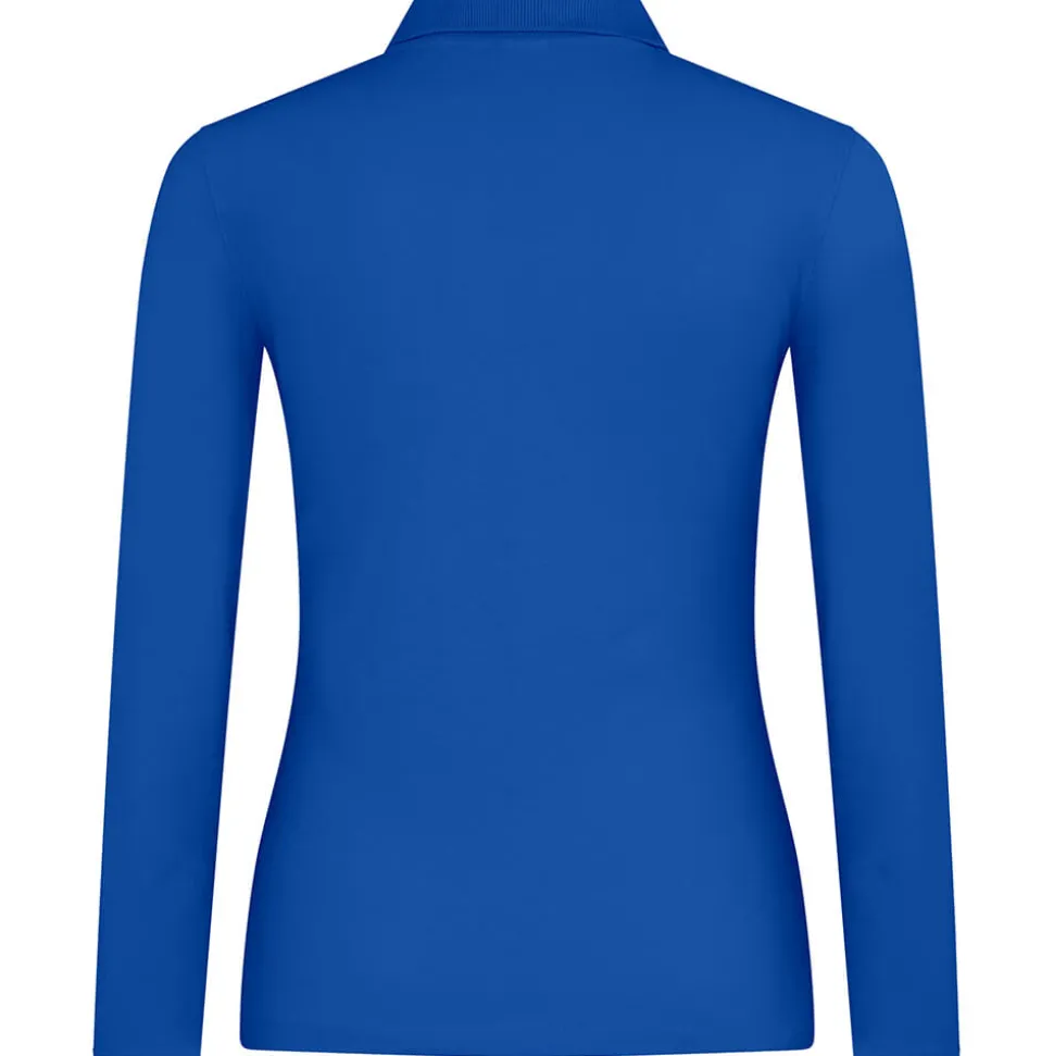 Frauen Langarm Fein-Piqué Poloshirt 180