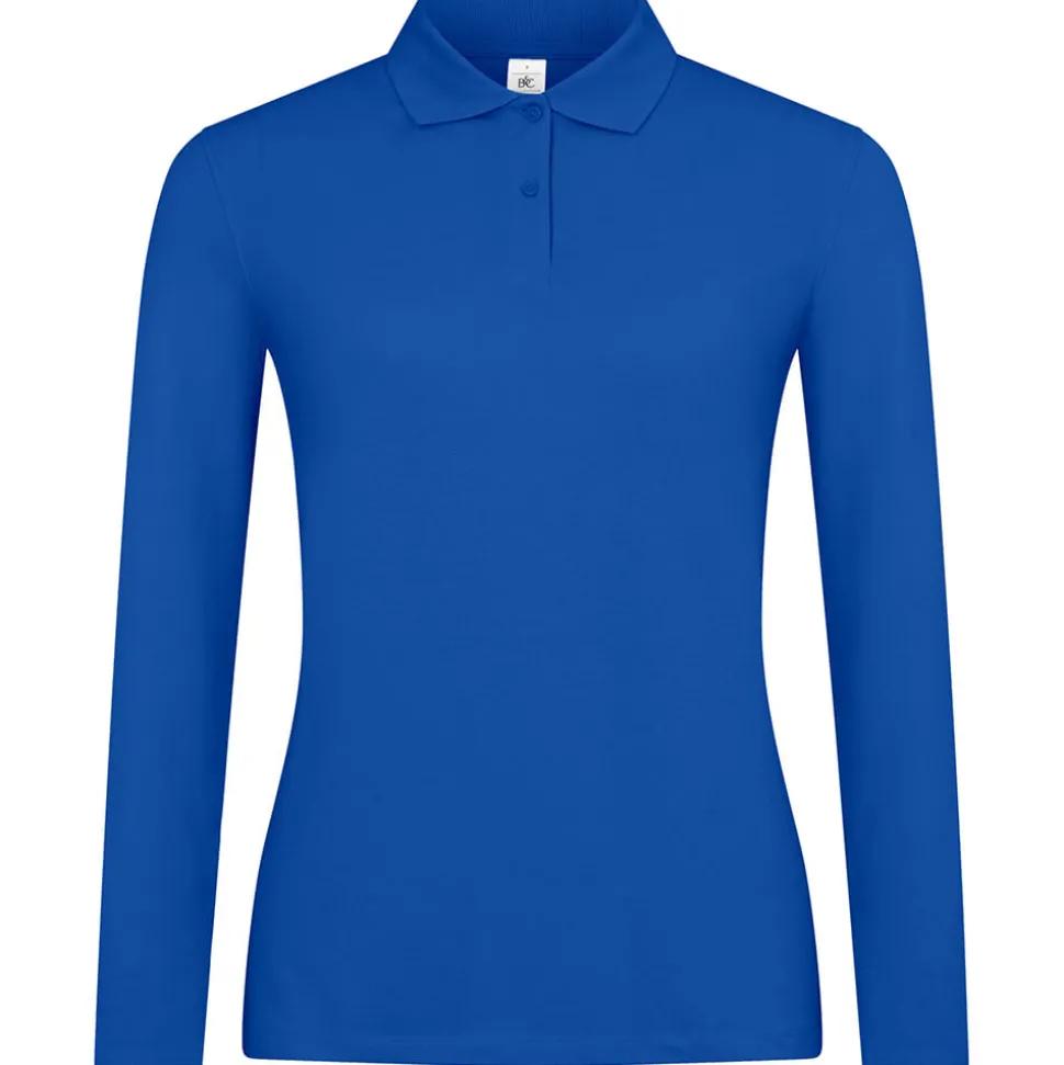 Frauen Langarm Fein-Piqué Poloshirt 180