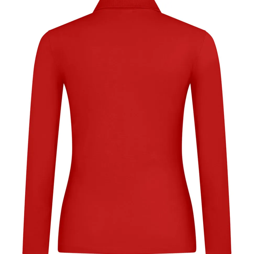 Frauen Langarm Fein-Piqué Poloshirt 180
