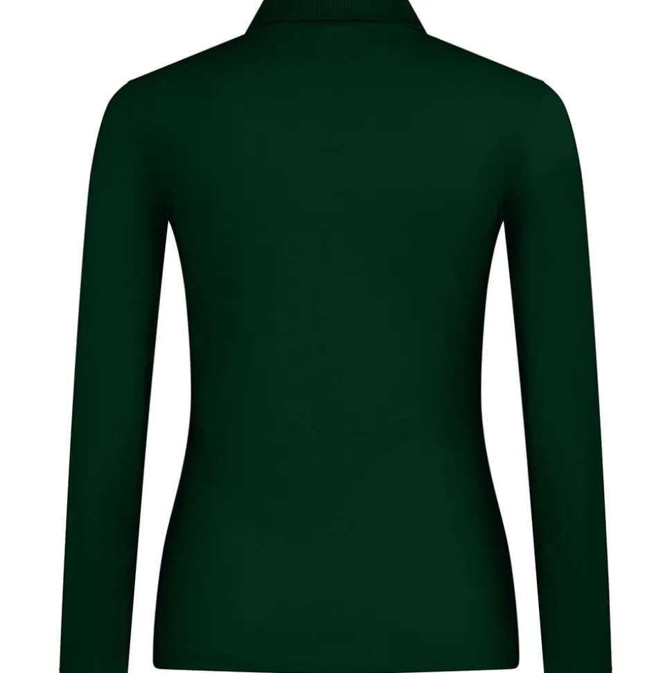 Frauen Langarm Fein-Piqué Poloshirt 180