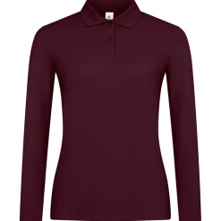 Frauen Langarm Fein-Piqué Poloshirt 180