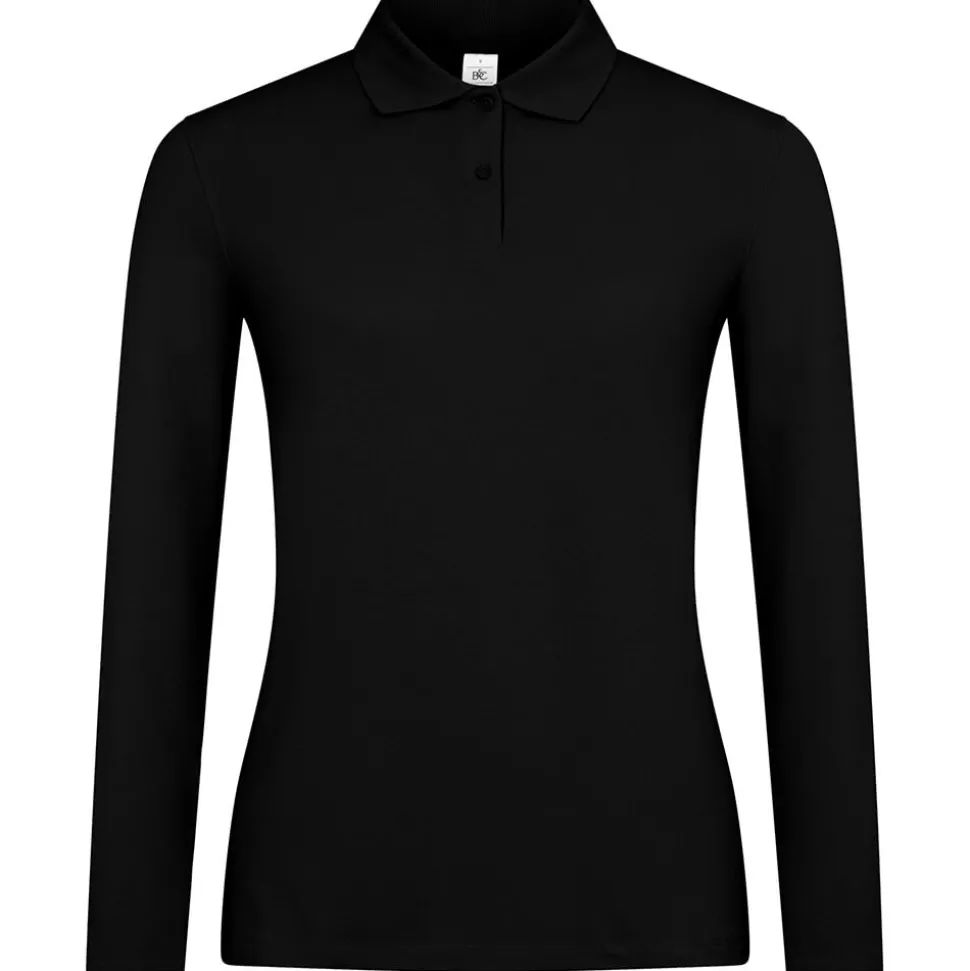 Frauen Langarm Fein-Piqué Poloshirt 180