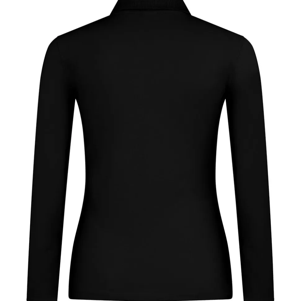 Frauen Langarm Fein-Piqué Poloshirt 180
