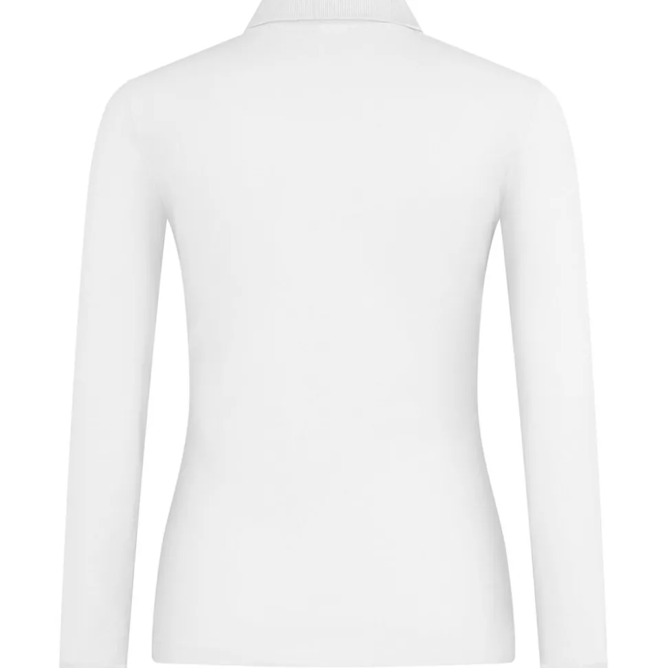 Frauen Langarm Fein-Piqué Poloshirt 210