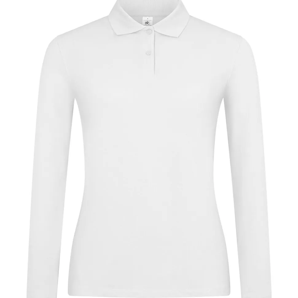 Frauen Langarm Fein-Piqué Poloshirt 210
