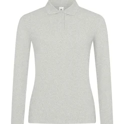 Frauen Langarm Fein-Piqué Poloshirt 210