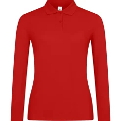 Frauen Langarm Fein-Piqué Poloshirt 210