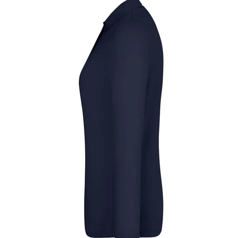 Frauen Langarm Fein-Piqué Poloshirt 210