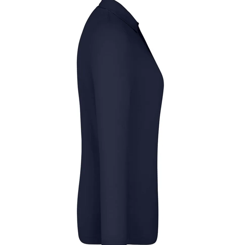 Frauen Langarm Fein-Piqué Poloshirt 210