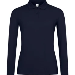 Frauen Langarm Fein-Piqué Poloshirt 210