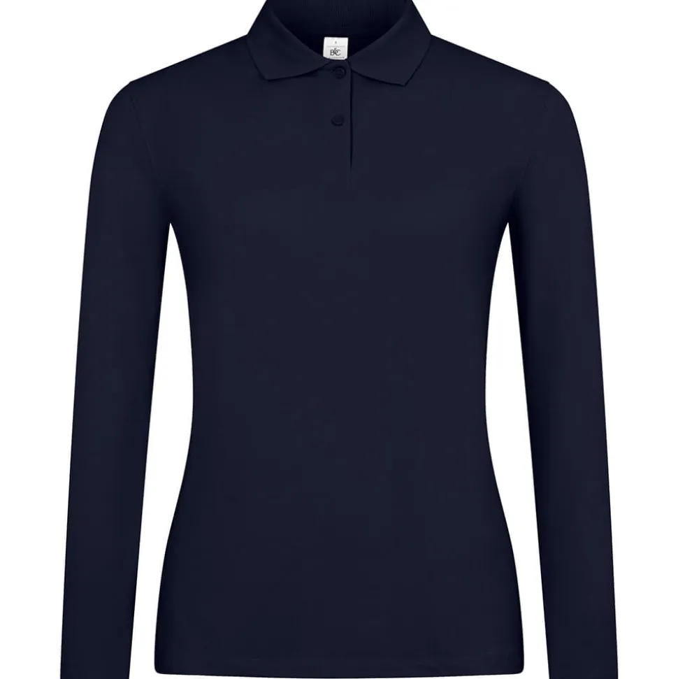 Frauen Langarm Fein-Piqué Poloshirt 210