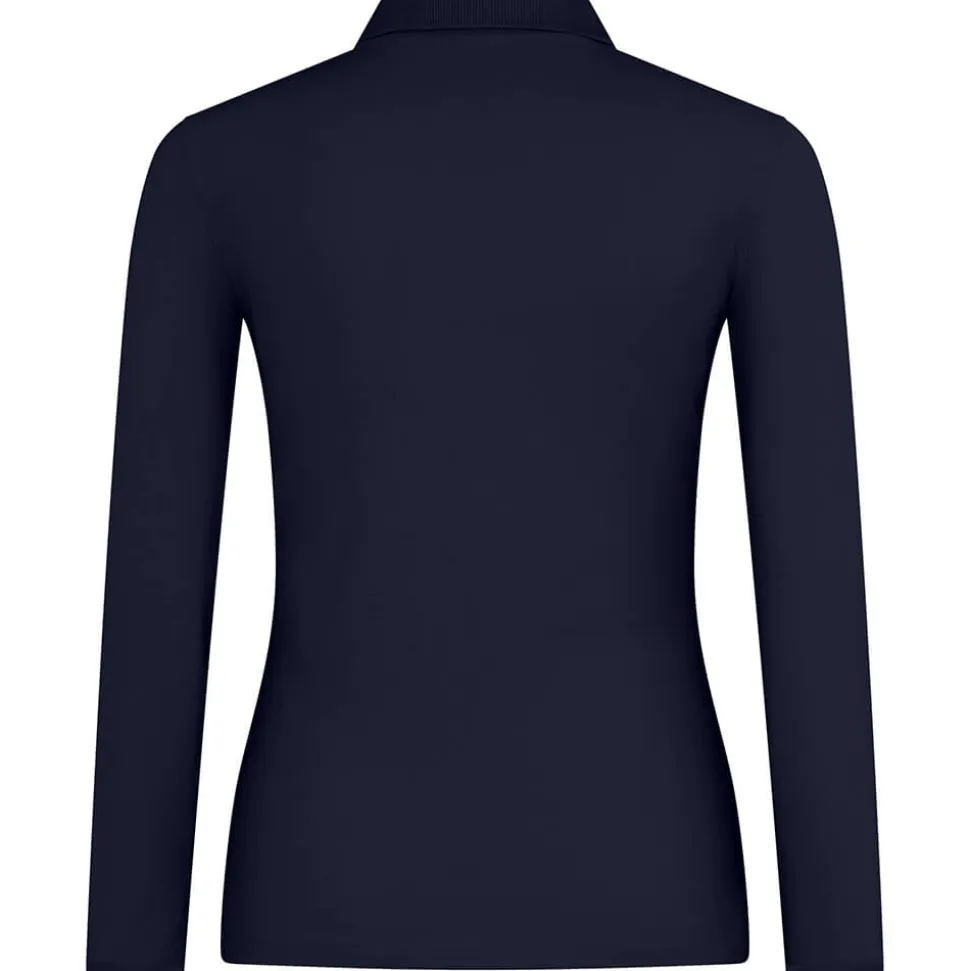 Frauen Langarm Fein-Piqué Poloshirt 210