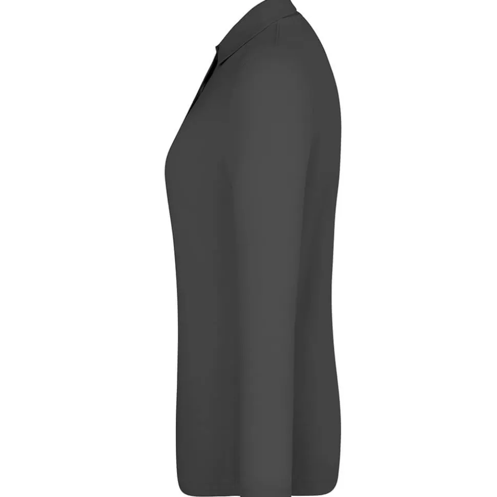 Frauen Langarm Fein-Piqué Poloshirt 210