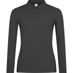 Frauen Langarm Fein-Piqué Poloshirt 210