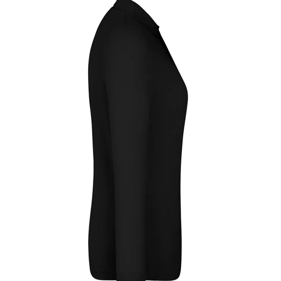 Frauen Langarm Fein-Piqué Poloshirt 210