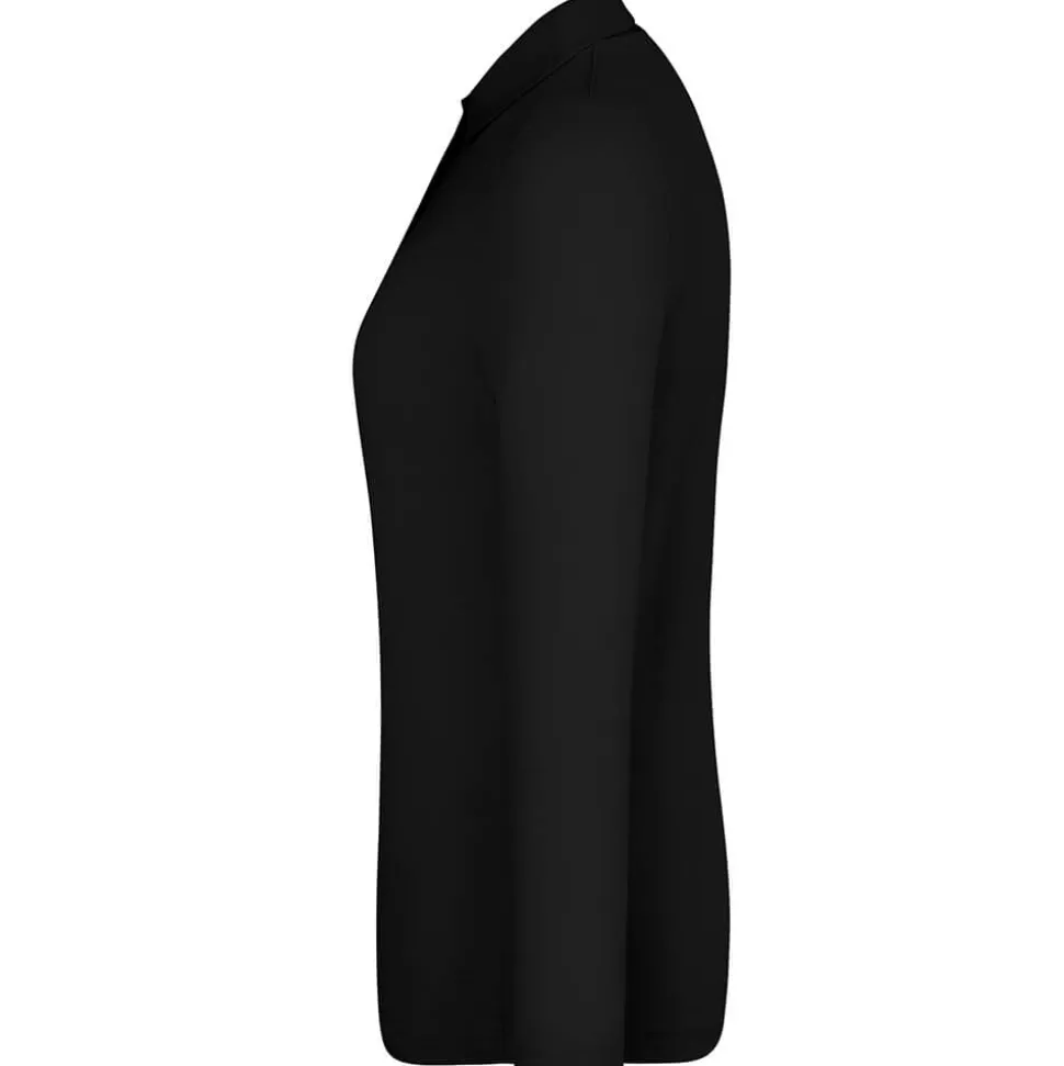 Frauen Langarm Fein-Piqué Poloshirt 210