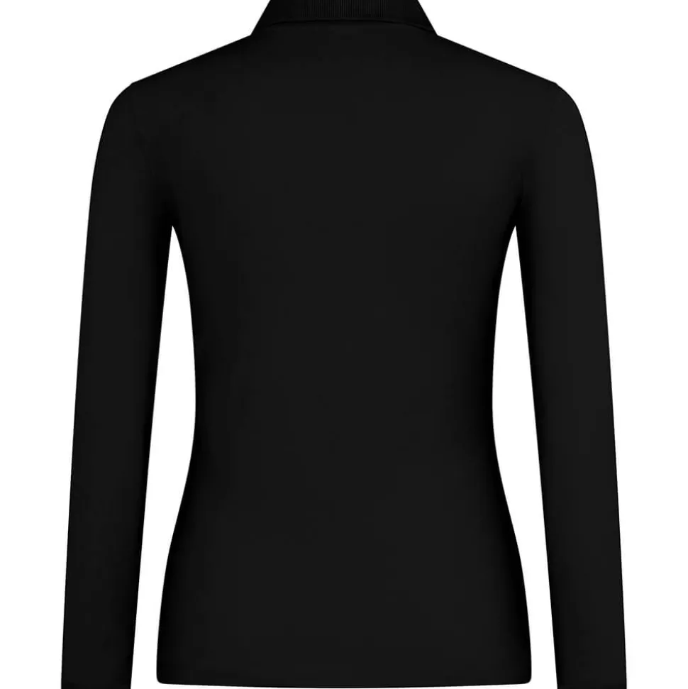 Frauen Langarm Fein-Piqué Poloshirt 210