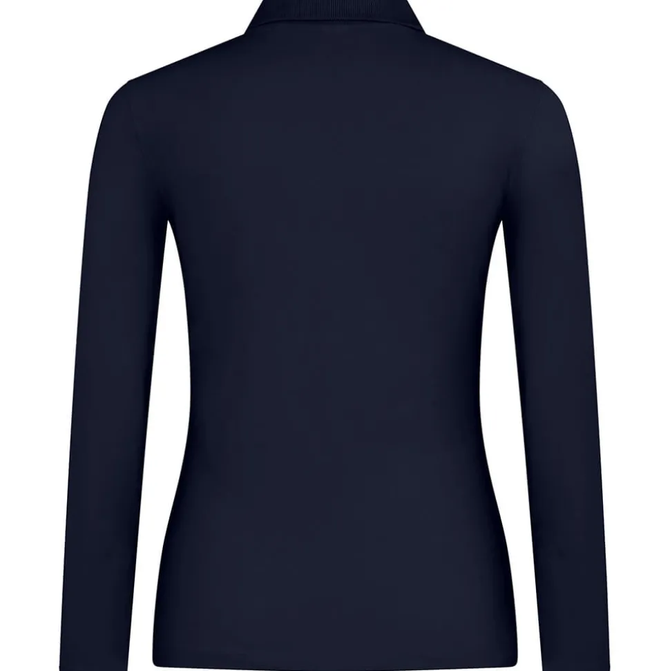 Frauen Langarm Fein-Piqué Poloshirt 180