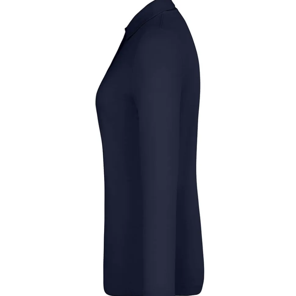Frauen Langarm Fein-Piqué Poloshirt 180
