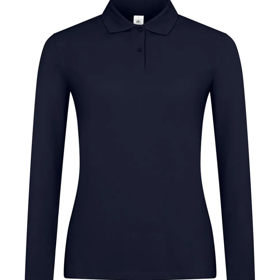 Frauen Langarm Fein-Piqué Poloshirt 180