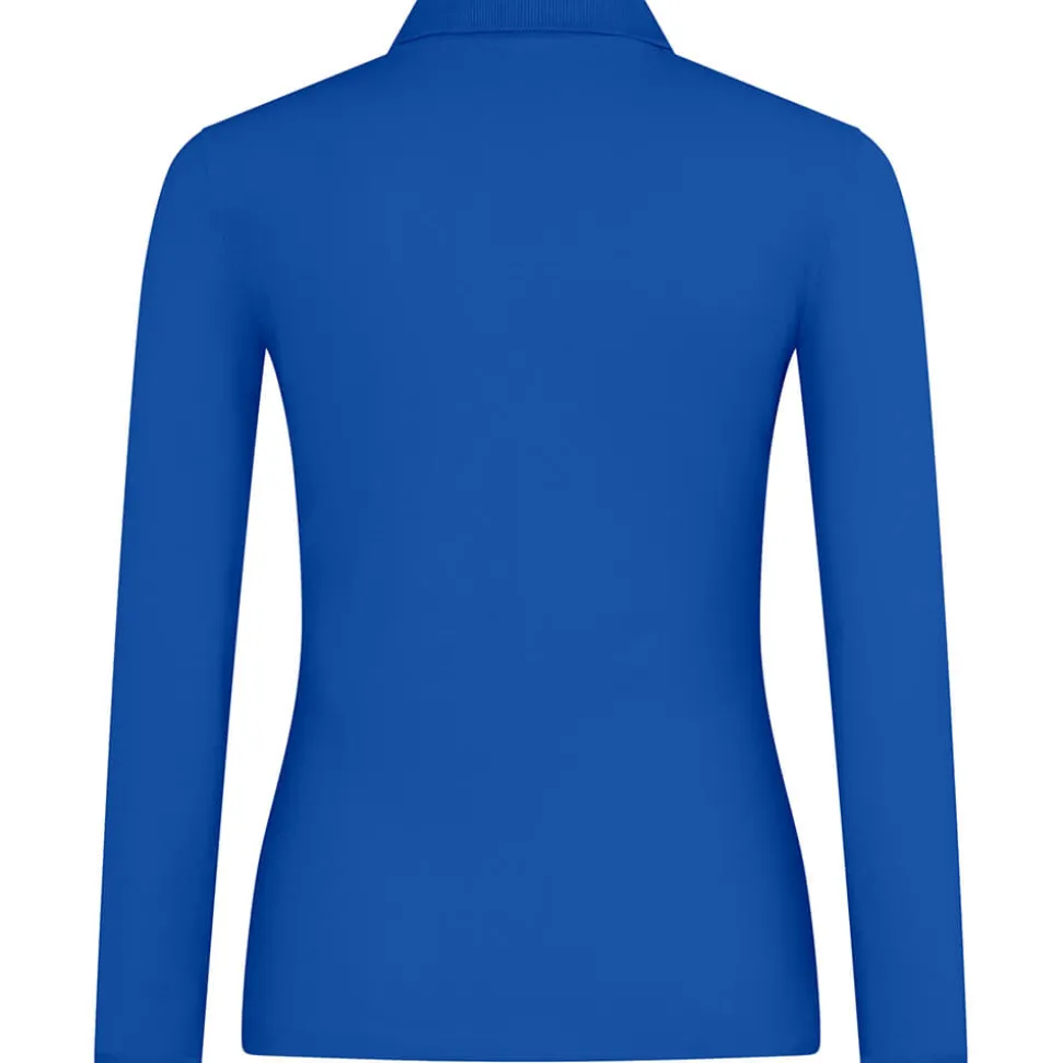 Frauen Langarm Fein-Piqué Poloshirt 210