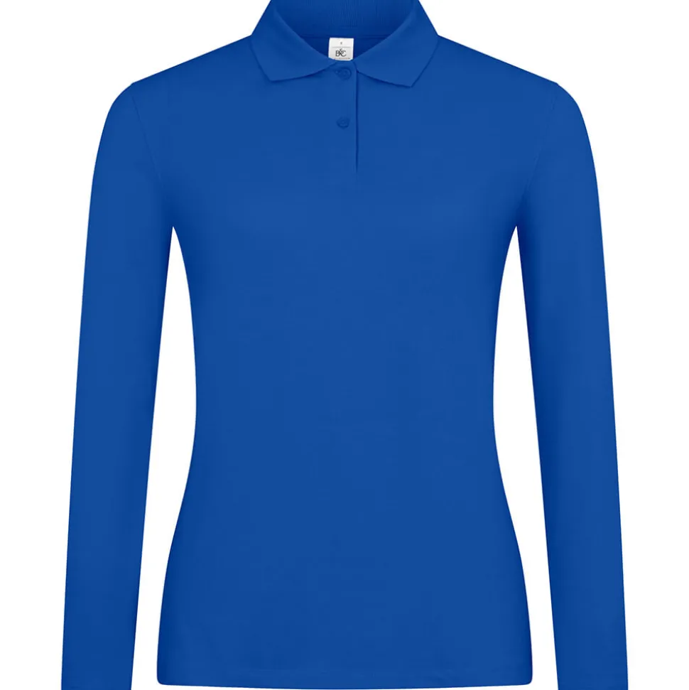 Frauen Langarm Fein-Piqué Poloshirt 210