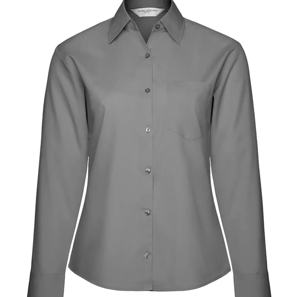 Frauen Langarm Popeline-Bluse