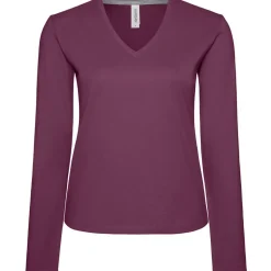 Frauen V-Ausschnitt Langarmshirt
