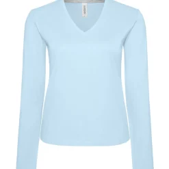 Frauen V-Ausschnitt Langarmshirt