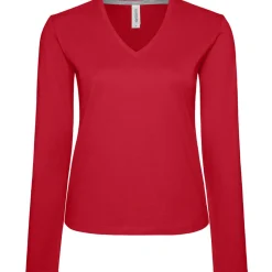 Frauen V-Ausschnitt Langarmshirt