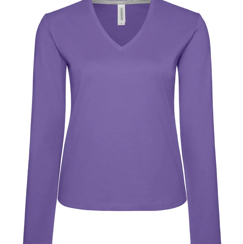 Frauen V-Ausschnitt Langarmshirt