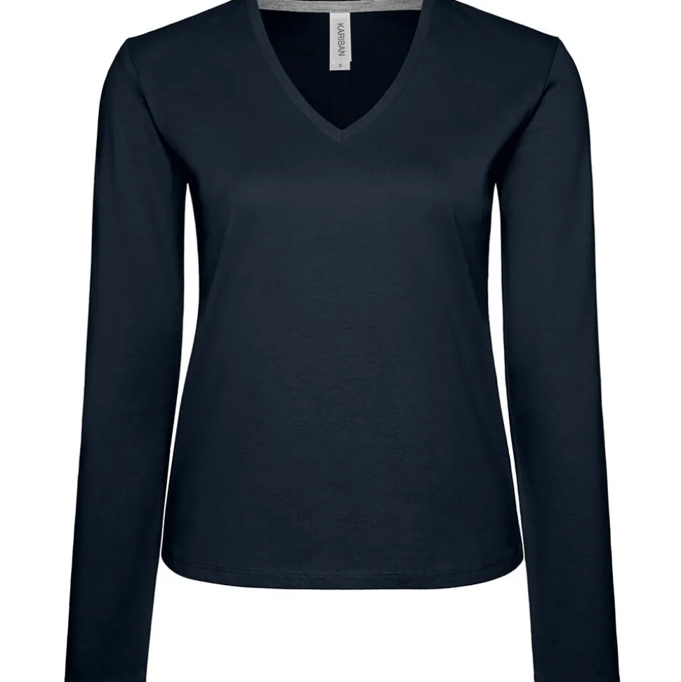 Frauen V-Ausschnitt Langarmshirt