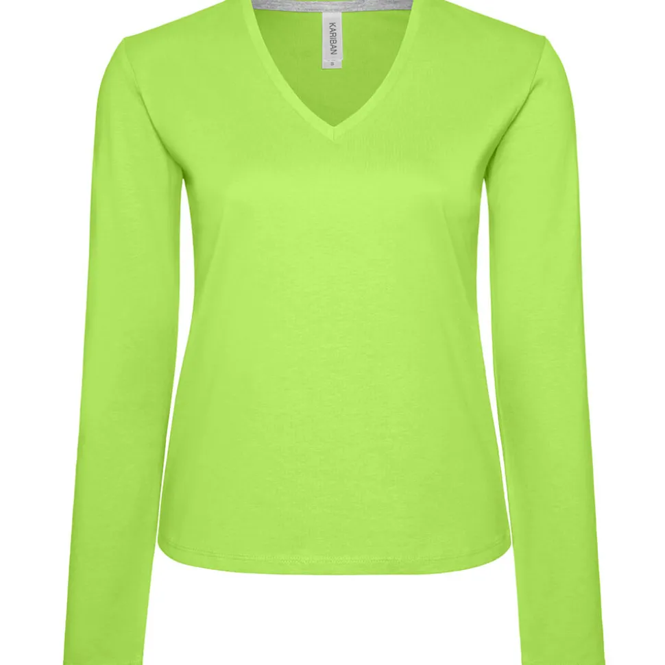 Frauen V-Ausschnitt Langarmshirt
