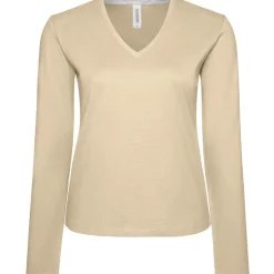 Frauen V-Ausschnitt Langarmshirt