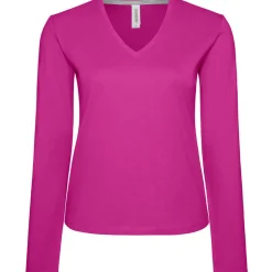 Frauen V-Ausschnitt Langarmshirt