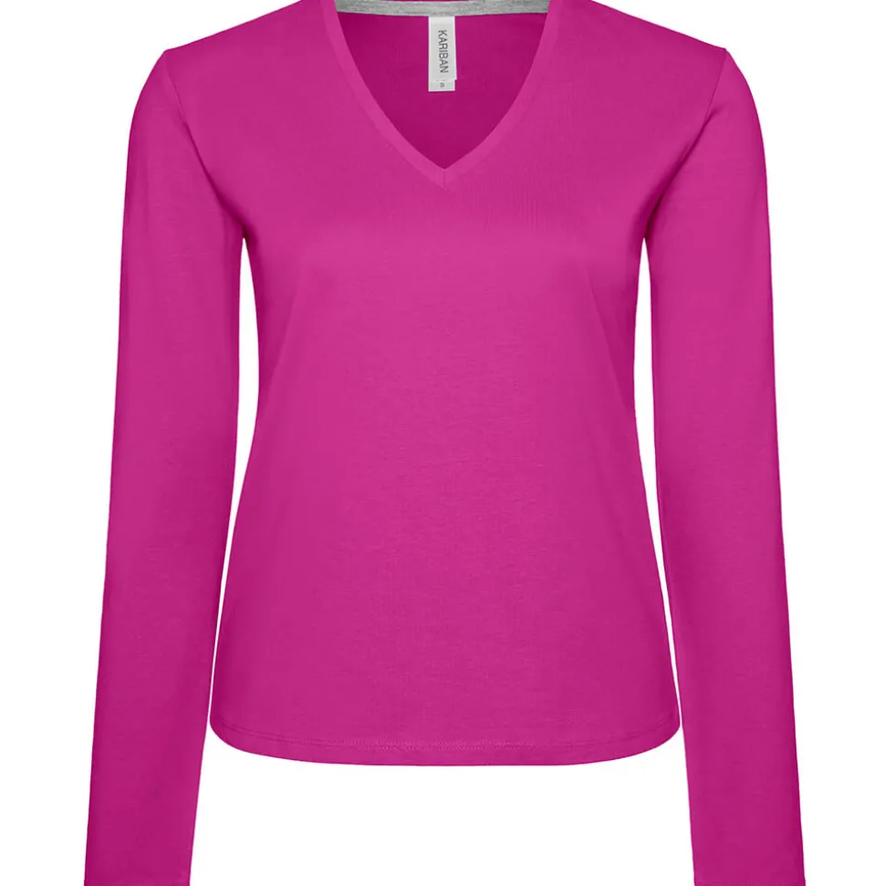 Frauen V-Ausschnitt Langarmshirt