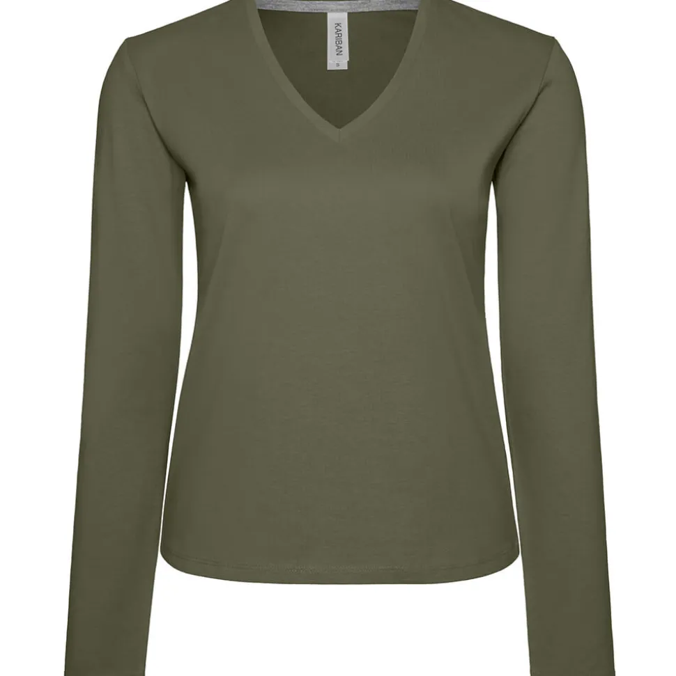 Frauen V-Ausschnitt Langarmshirt